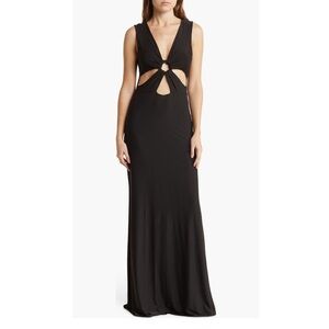 Love by Design Black Cutout Twist Front Maxi Dress | Elegant Gown Sz Medium